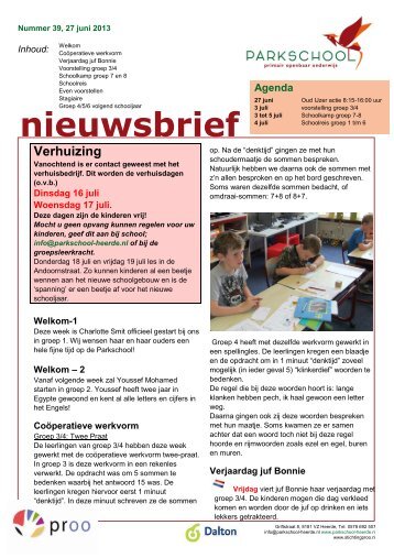 nieuwsbrief 38 - 27 juni 2013 - Parkschool