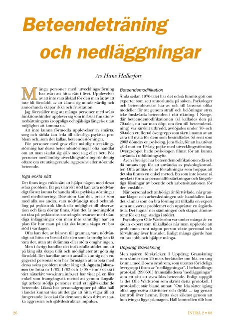 og Helsedirektoratet. Sid. 8. Intra 2/08. •Ett