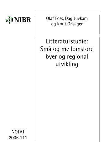 Litteraturstudie: Små og mellomstore byer og regional utvikling