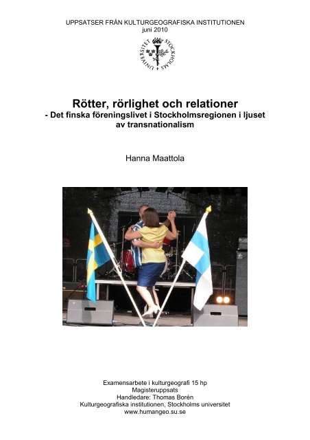 Rötter, rörlighet och relationer u2013 Det finska föreningslivet i 