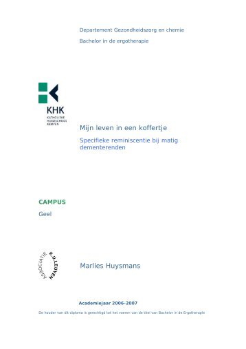 Mijn leven in een koffertje Marlies Huysmans - Moderne-Dementiezorg