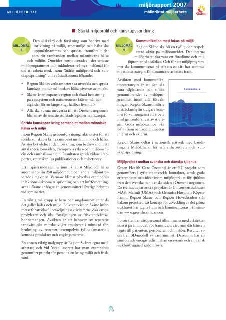 MILJÖRAPPORT 2007 - Miljölänk Skåne - Region Skåne