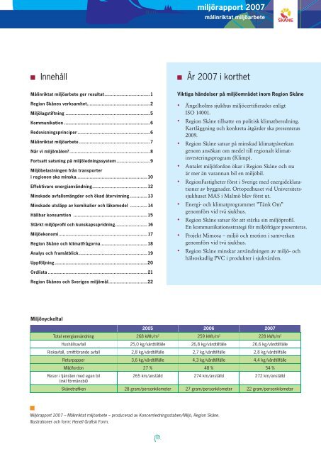 MILJÖRAPPORT 2007 - Miljölänk Skåne - Region Skåne