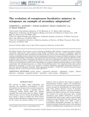 The evolution of conspicuous facultative mimicry in octopuses: an ...