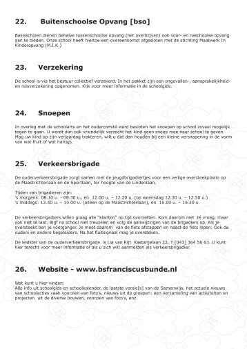 22. Buitenschoolse Opvang [bso] 23. Verzekering 24. Snoepen 25 ...