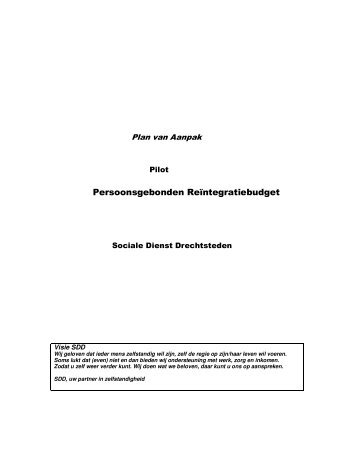 Persoonsgebonden Reïntegratiebudget - Sociale Dienst Drechtsteden