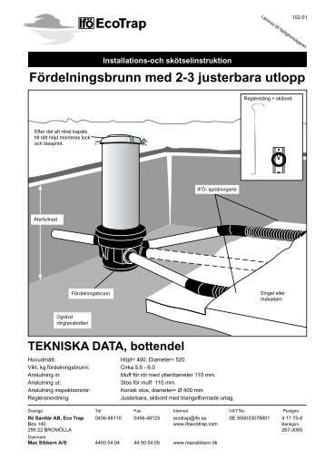 Fördelningsbrunn med 2-3 justerbara utlopp - Ifö