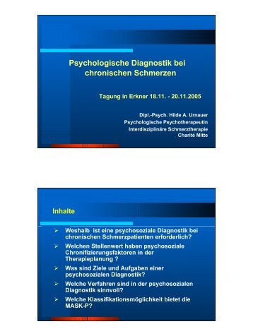 Psychologische Diagnostik bei chronischen Schmerzen