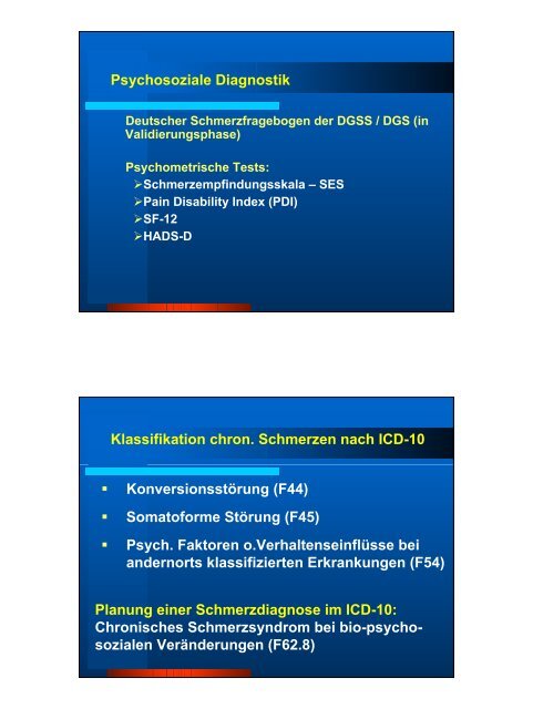 Psychologische Diagnostik bei chronischen Schmerzen