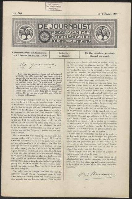 Int. Instituut Soc Geschiedenis Amsterdam No* 508 15 Februari ...