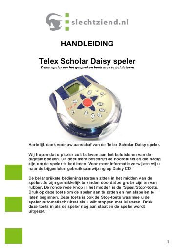 HANDLEIDING Telex Scholar Daisy speler - Slechtziend.nl