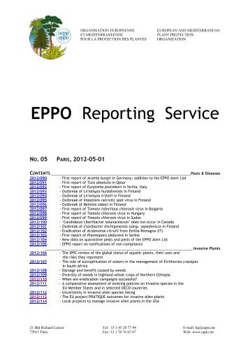 EPPO Reporting Service - Lists of EPPO Standards - European and ...