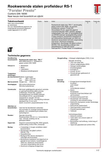 Rookwerende stalen profieldeur RS-1 "Forster Presto"