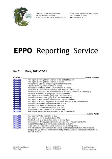 EPPO Reporting Service - Lists of EPPO Standards - European and ...