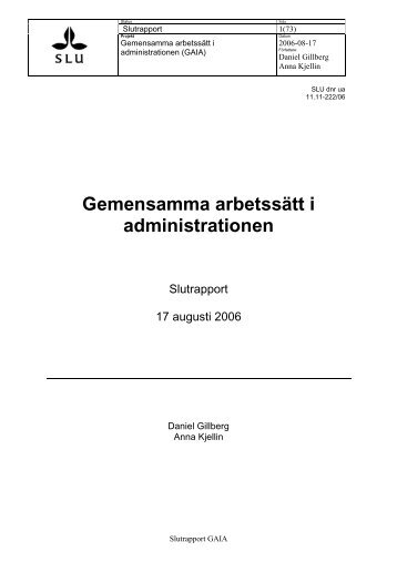 Gemensamma arbetssätt i administrationen - SLU