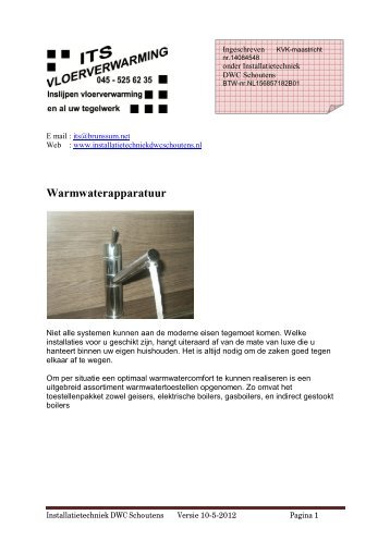 Warmwatertoestellen - Installatie techniek DWC Schoutens