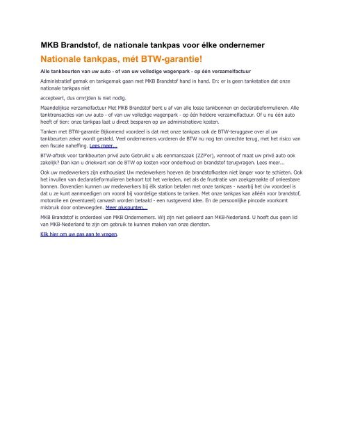 MKB Brandstof Informatie brochure - Compleet Zakelijk