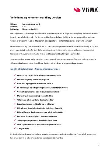 Vejledning og kommentarer til SummaSummarum 4.00