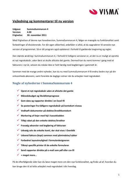 Vejledning og kommentarer til SummaSummarum 4.00