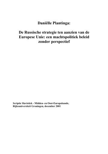 De Russische strategie ten aanzien van de Europese Unie