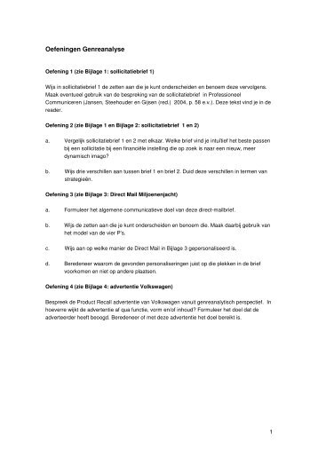 Oefeningen Genreanalyse