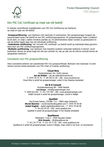 FSC certificeerders, groepsmanagers en consultants voor FSC CoC ...
