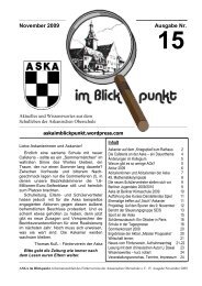 November 2009 Ausgabe Nr. - ASKA im Blickpunkt