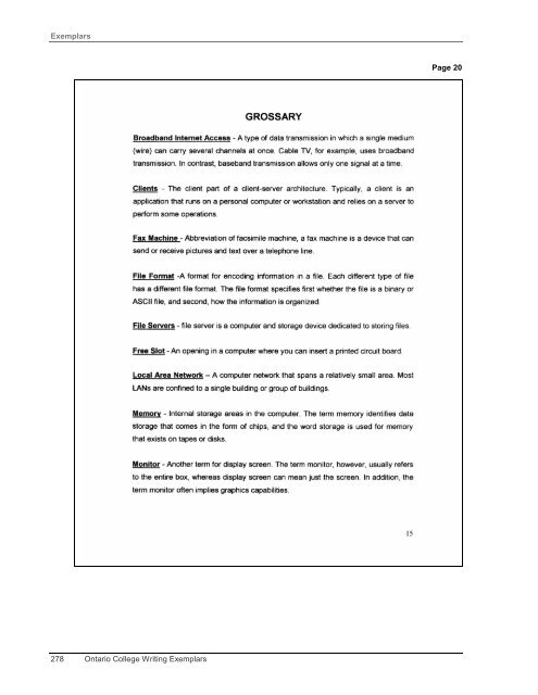 Exemplars 278 Ont