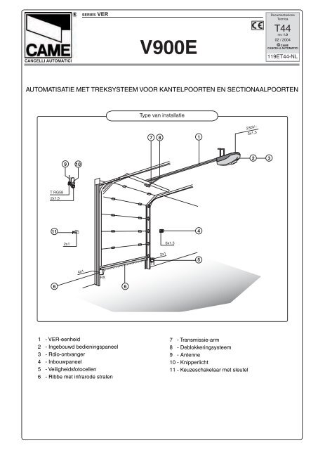 automatisatie met treksysteem voor kantelpoorten - CAME