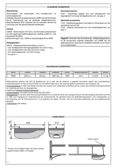 automatisatie met treksysteem voor kantelpoorten - CAME