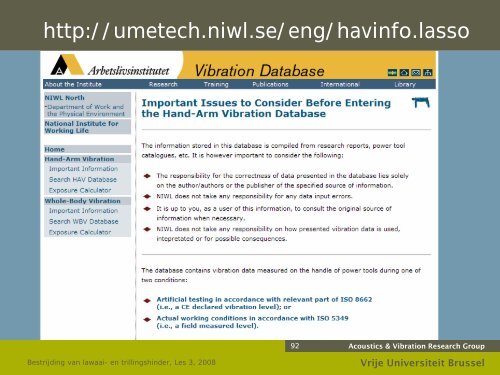 Bestrijding van lawaai- en trillingshinder - the Dept. of Mechanical ...