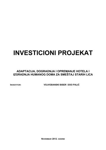 Vojvodjanski biser investicioni projekat