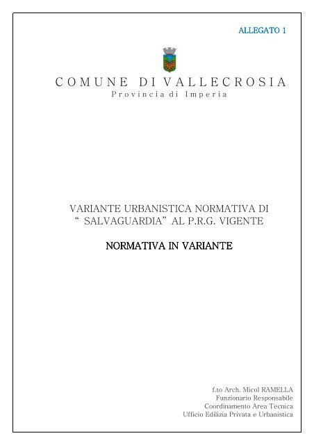 variante p.r.g. salvaguardia - Comune di Vallecrosia