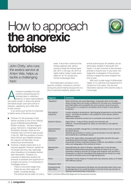 the anorexic tortoise - BSAVA