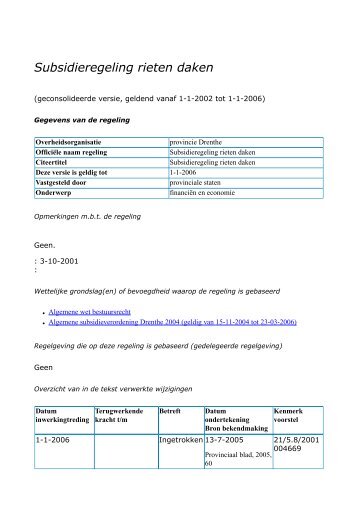Subsidieregeling rieten daken - Provincie Drenthe