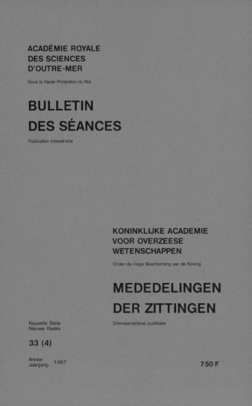 bulletin des séances mededelingen der zittingen - Royal Academy ...