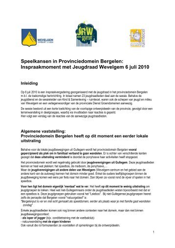 Verslag inspraaksessie Bergelen 06072010 - def - Wevelgem