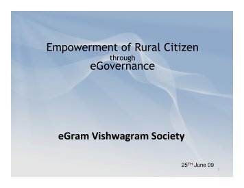 eGram Vishwagram Society Empowerment of Rural Citizen ... - NISG