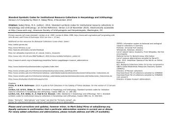 Standard Symbolic Codes for Institutional ... - Australian Museum