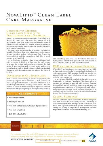 NovaLipid™ Clean Label Cake Margarine - ADM