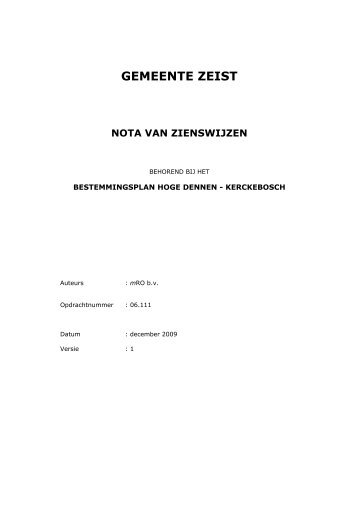 3 Nota van Zienswijzen - Gemeente Zeist