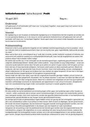 Initiatiefvoorstel LAT-woningen.pdf - Centrum voor Lokaal Bestuur