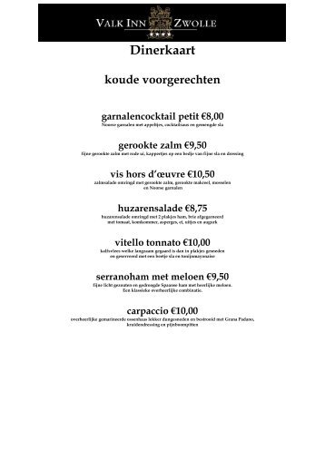 Download de dinerkaart - Van der Valk Restaurant Zwolle