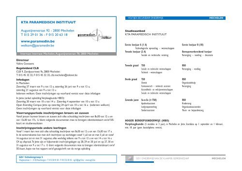 Informatiebrochure secundair onderwijs regio Mechelen - LOP's