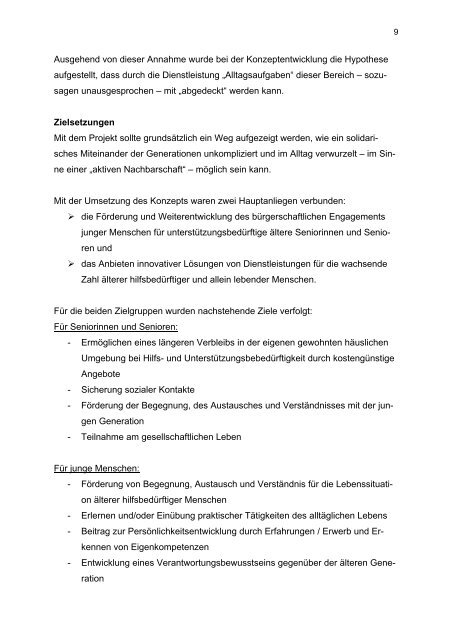 Abschlussbericht Modellprojekt „Jung für Alt“ - aufschwungalt.de