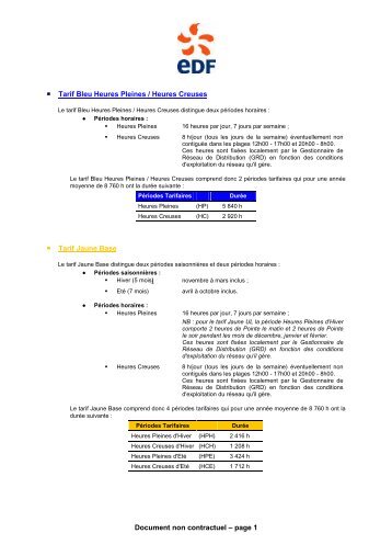 Document non contractuel – page 1 Tarif Bleu Heures Pleines ... - EDF
