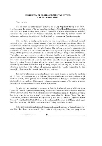 TESTIMONY OF PROFESSOR MUMTAZ SOYSAL ANKARA ...