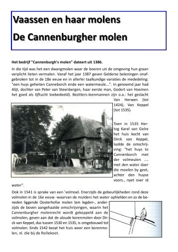 De Cannenburgher molen - Museum Vaassen Historie