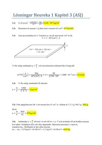 Lö sningar Heureka 1 Kapitel 3 (ASJ)