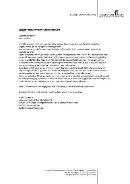 Office Management - Faculteit Bedrijf en Organisatie - Hogeschool ...